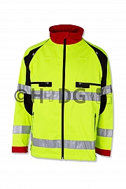 Hüsler Softshelljacke Ready, Rettungsdienst leuchtgelb/rot/schwarz - neuer Stretchstoff