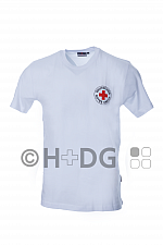 DRK-T-Shirt, weiß, Baumwolle, mit Rundlogodruck auf Brustseite